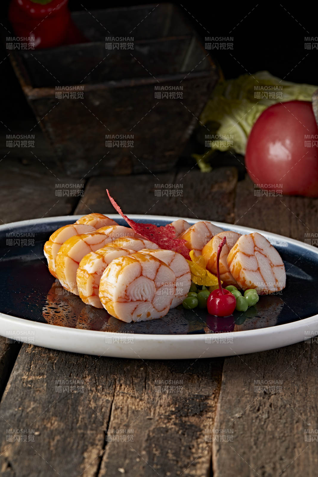 蟹柳压卷切片图片