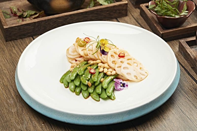 浇汁凉拌素三样（豆角 黄豆 藕片）图片