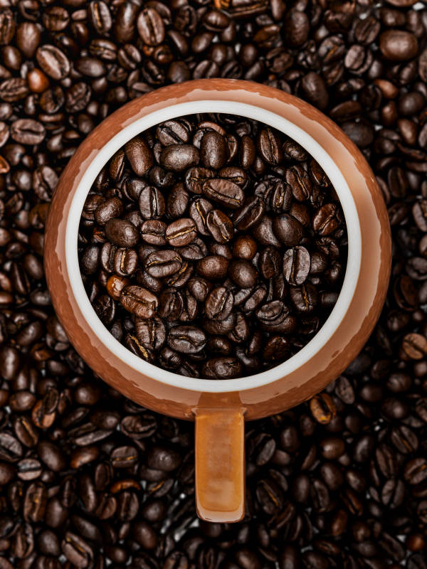 咖啡豆满杯香图片