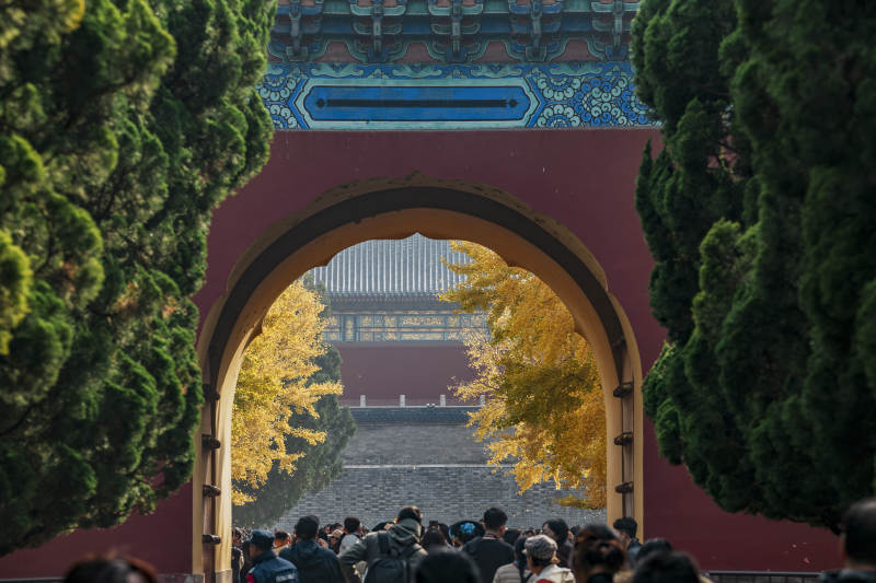 秋日天坛游人如织图片