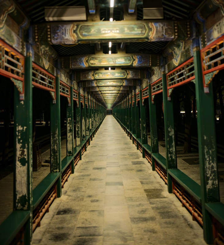 颐和园—古廊长影图片