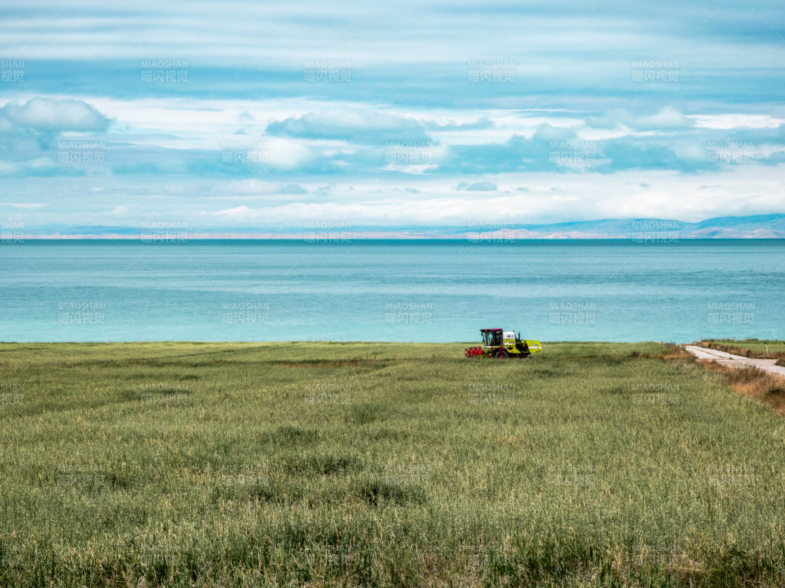 湖畔耕作图图片