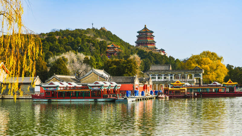 颐和园湖景风光无限图片