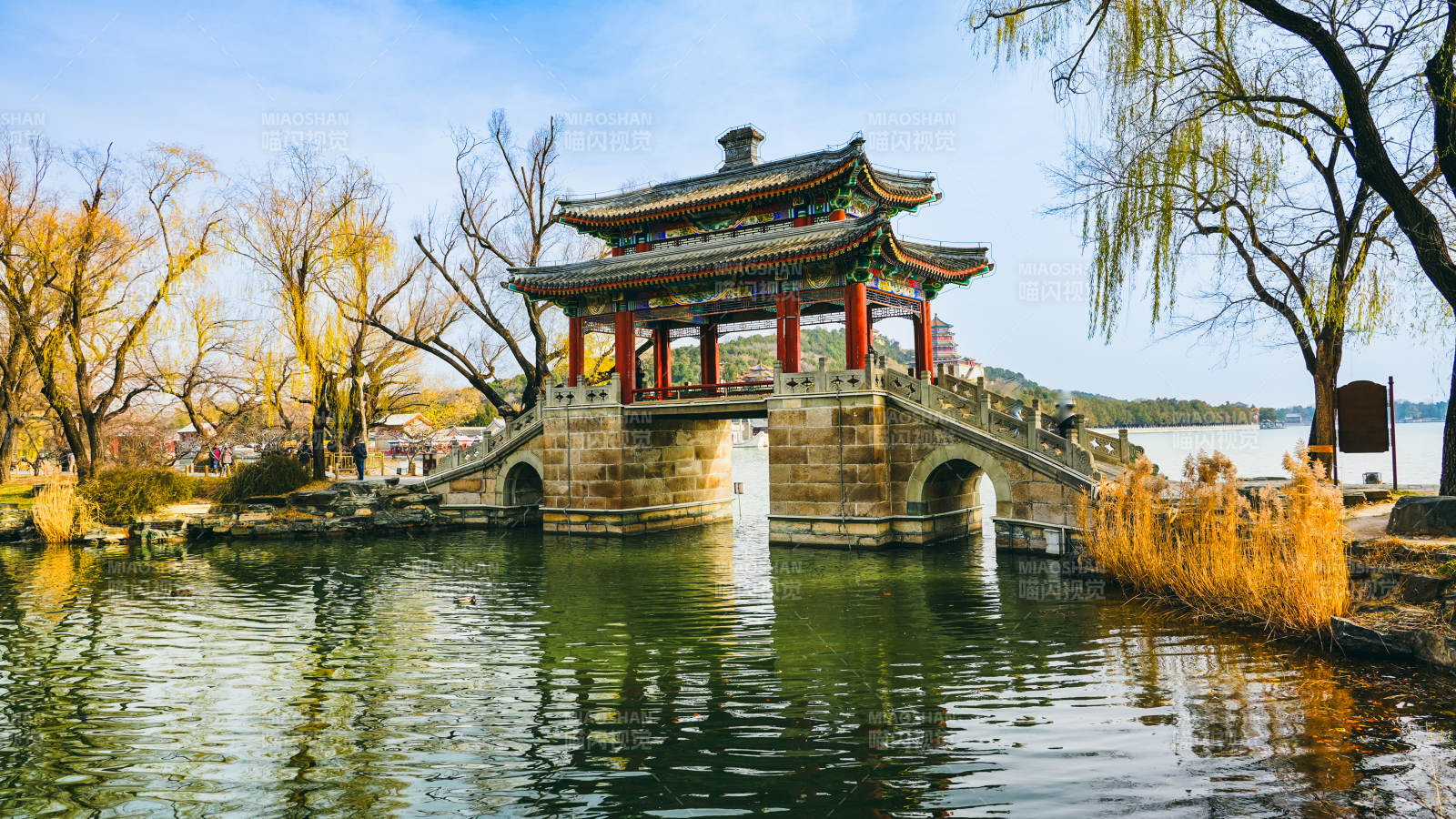 颐和园豳风桥映水春景图片