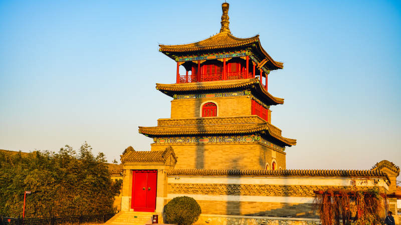 廊坊霸州胜芳古镇文昌阁映斜阳图片