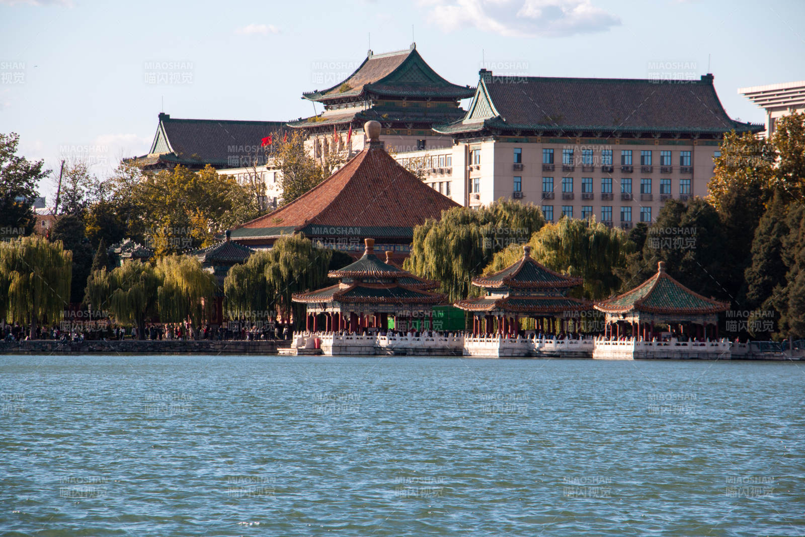 北京北海公园湖畔古建筑群图片