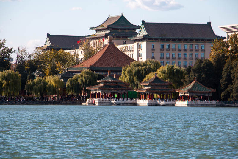 北京北海公园湖畔古建筑群图片