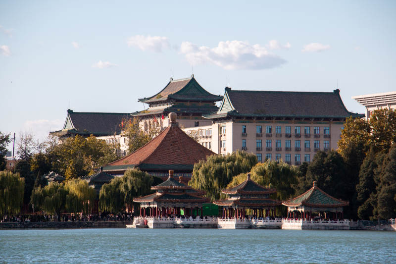 北京北海公园湖畔古建筑群图片