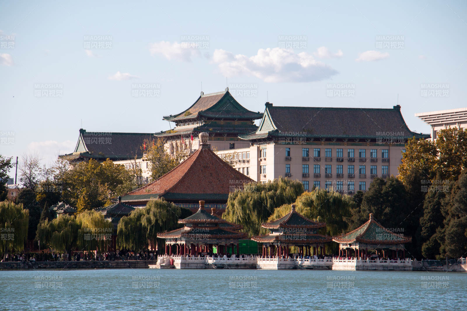 北京北海公园湖畔古建筑群图片