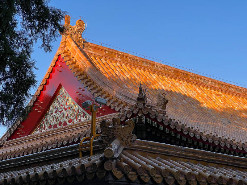 北京地坛古建筑屋顶特写图片
