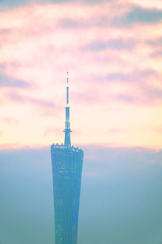 广州塔晨曦剪影图片