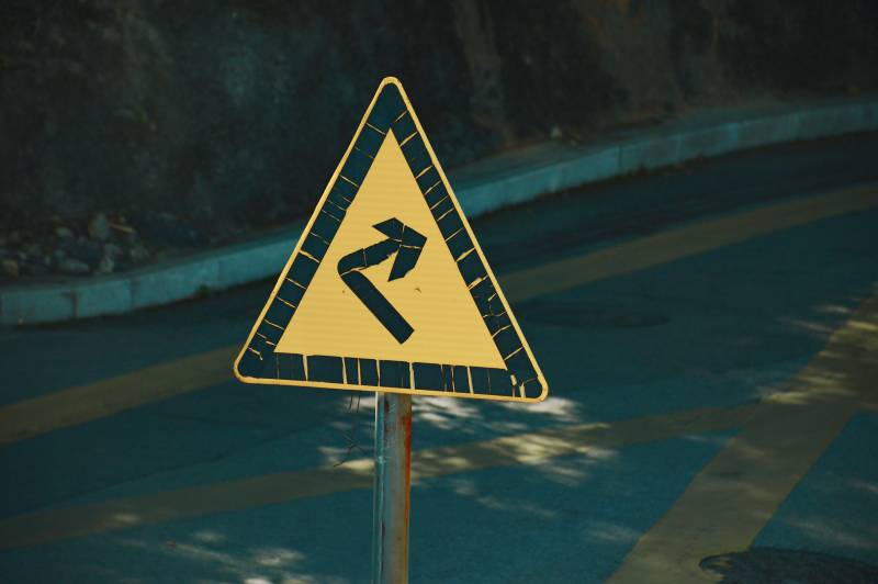 弯道警示标志图片