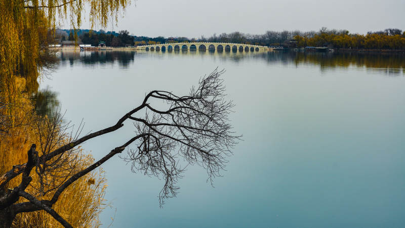 颐和园昆明湖畔秋景静谧美图片