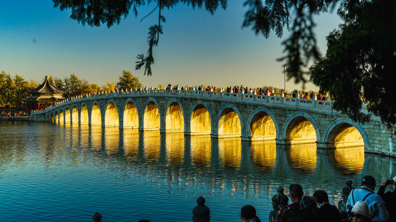 十七孔桥夜景图片