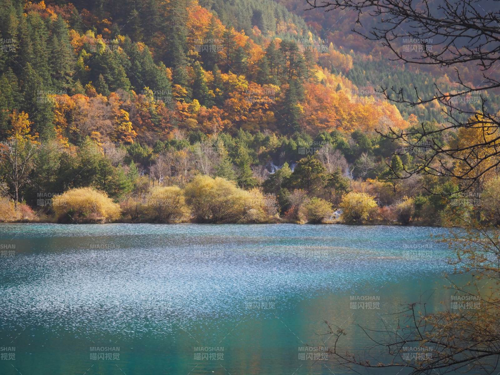 九寨沟秋湖山色图片