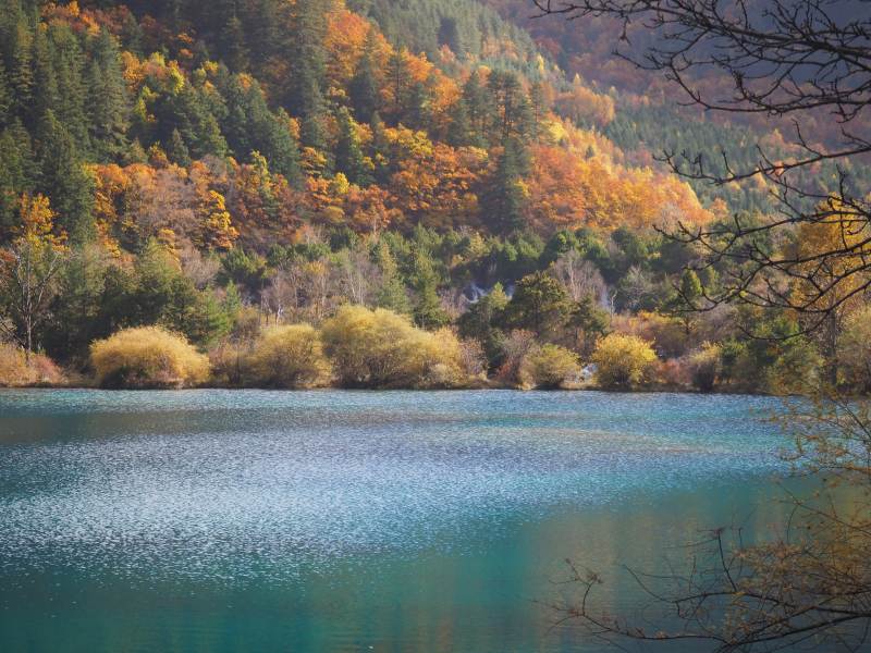 九寨沟秋湖山色图片