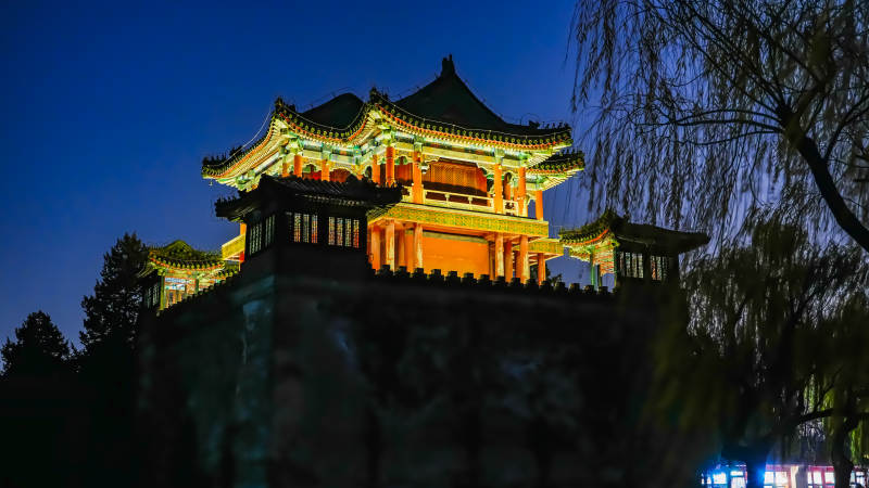 颐和园夜色中文昌阁图片