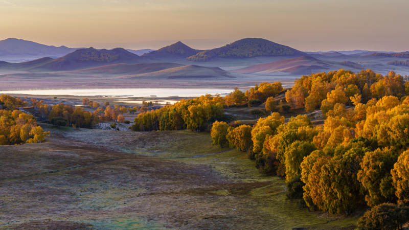 坝上乌兰木统敖包图秋日山野风光图片