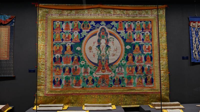 青海省博 彩绘千手千眼观世音菩萨大唐卡图片