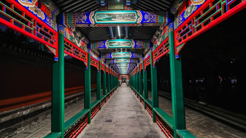 颐和园古色古香长廊图片