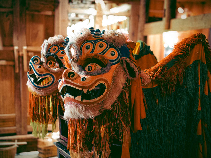 传统舞狮面具图片