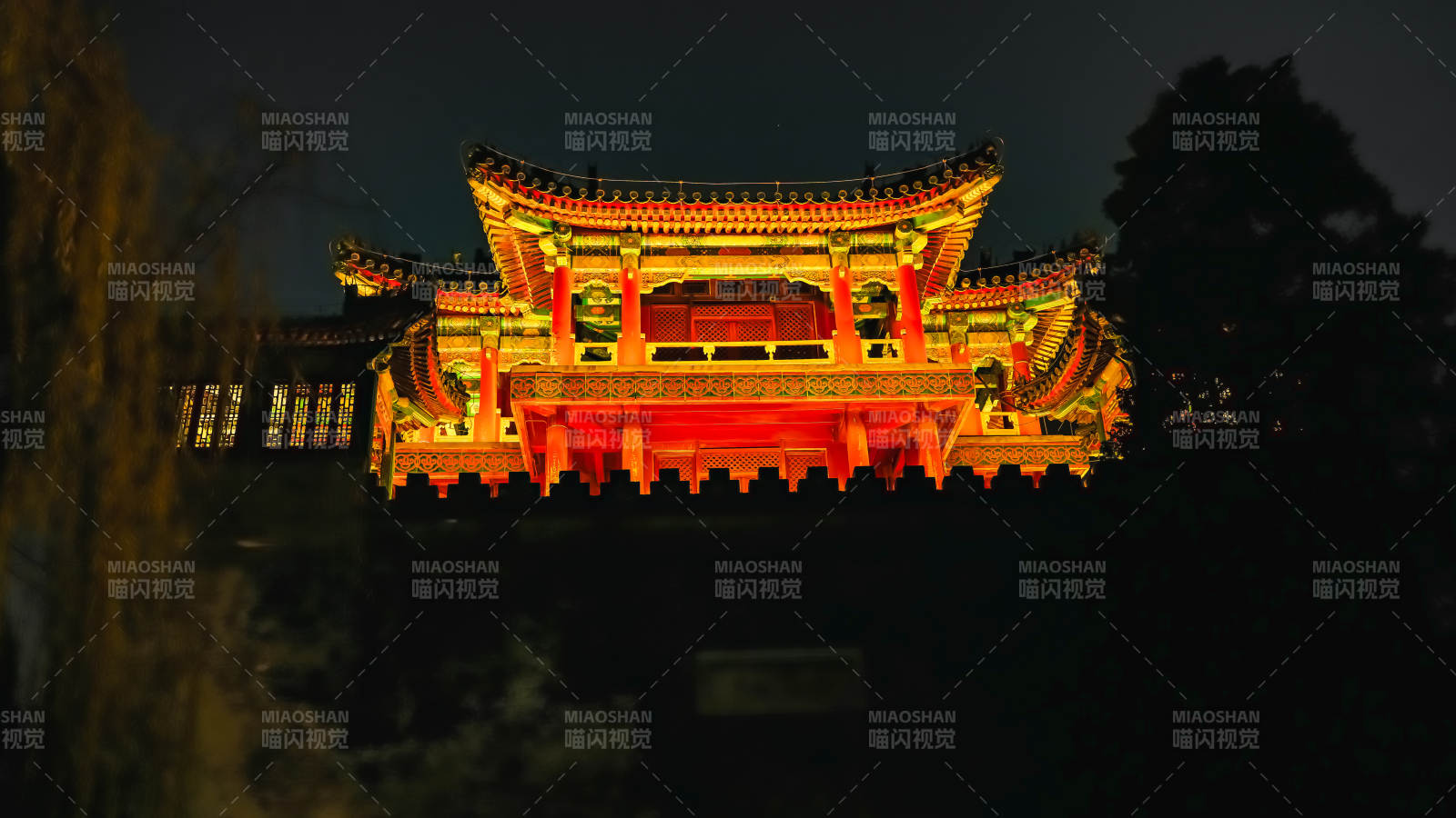 颐和园文昌阁夜色图片