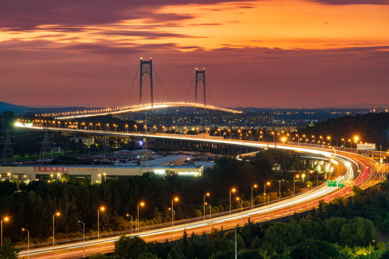 南京大桥夜景璀璨图片