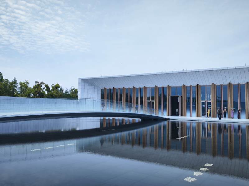 现代建筑倒影湖景 | 言子书院图片