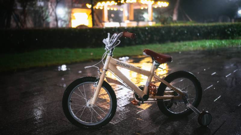 雨夜中的小自行车图片
