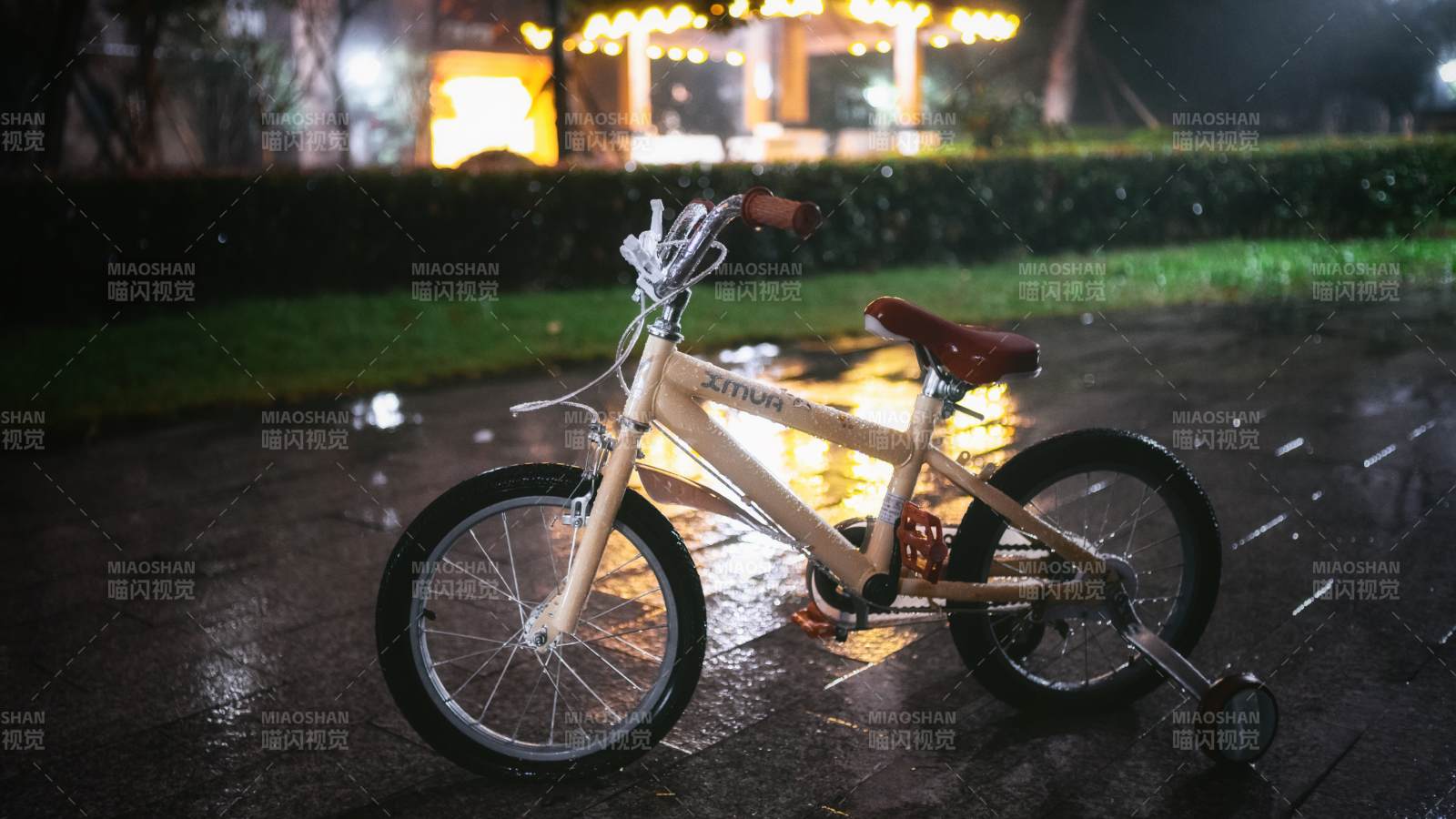 雨夜中的小自行车图片