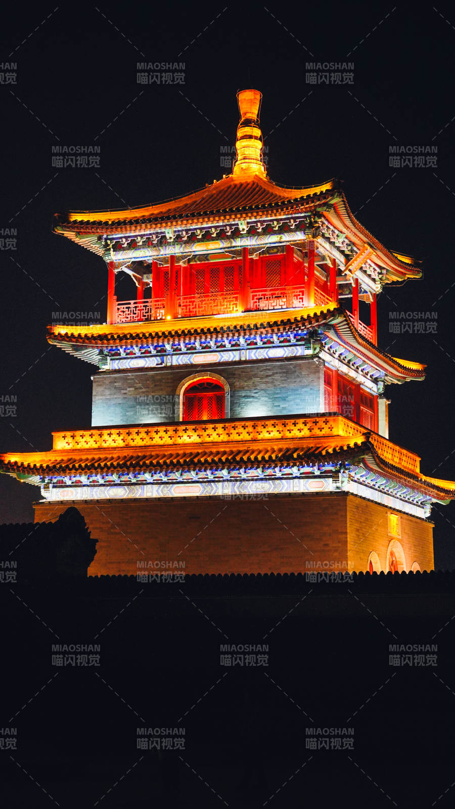 夜色中的廊坊霸州胜芳古镇文昌阁图片