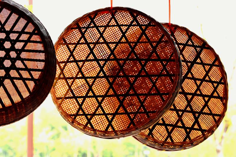 竹编灯饰悬空图片