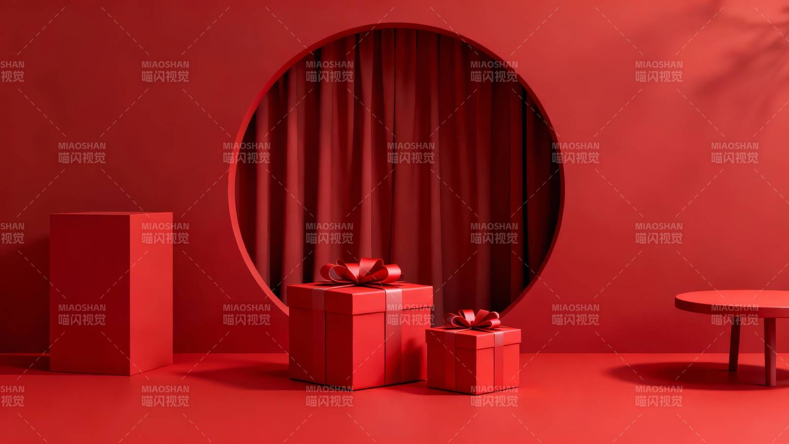 红色礼盒静物图图片