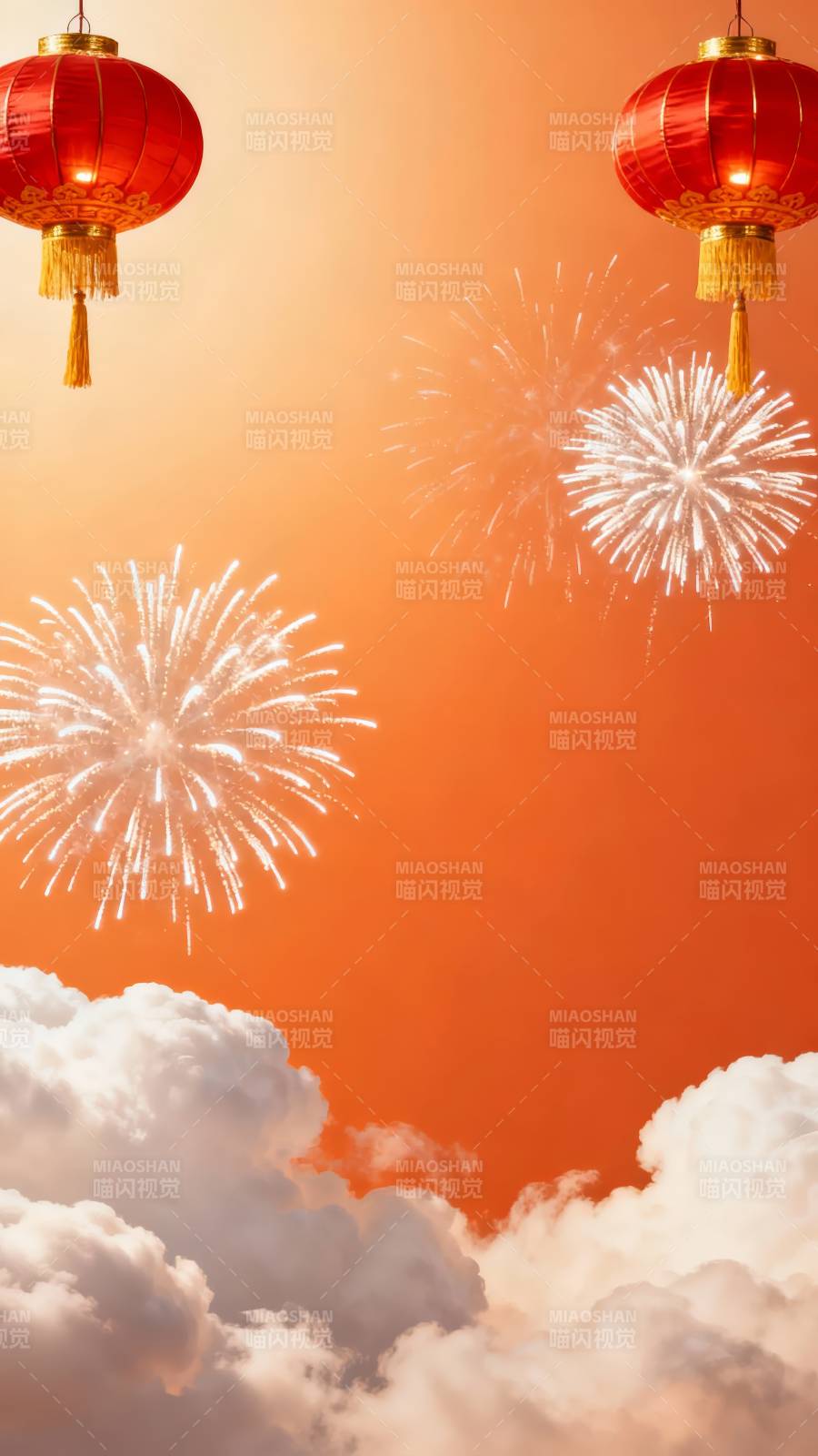 红灯映烟花 云海庆佳节图片