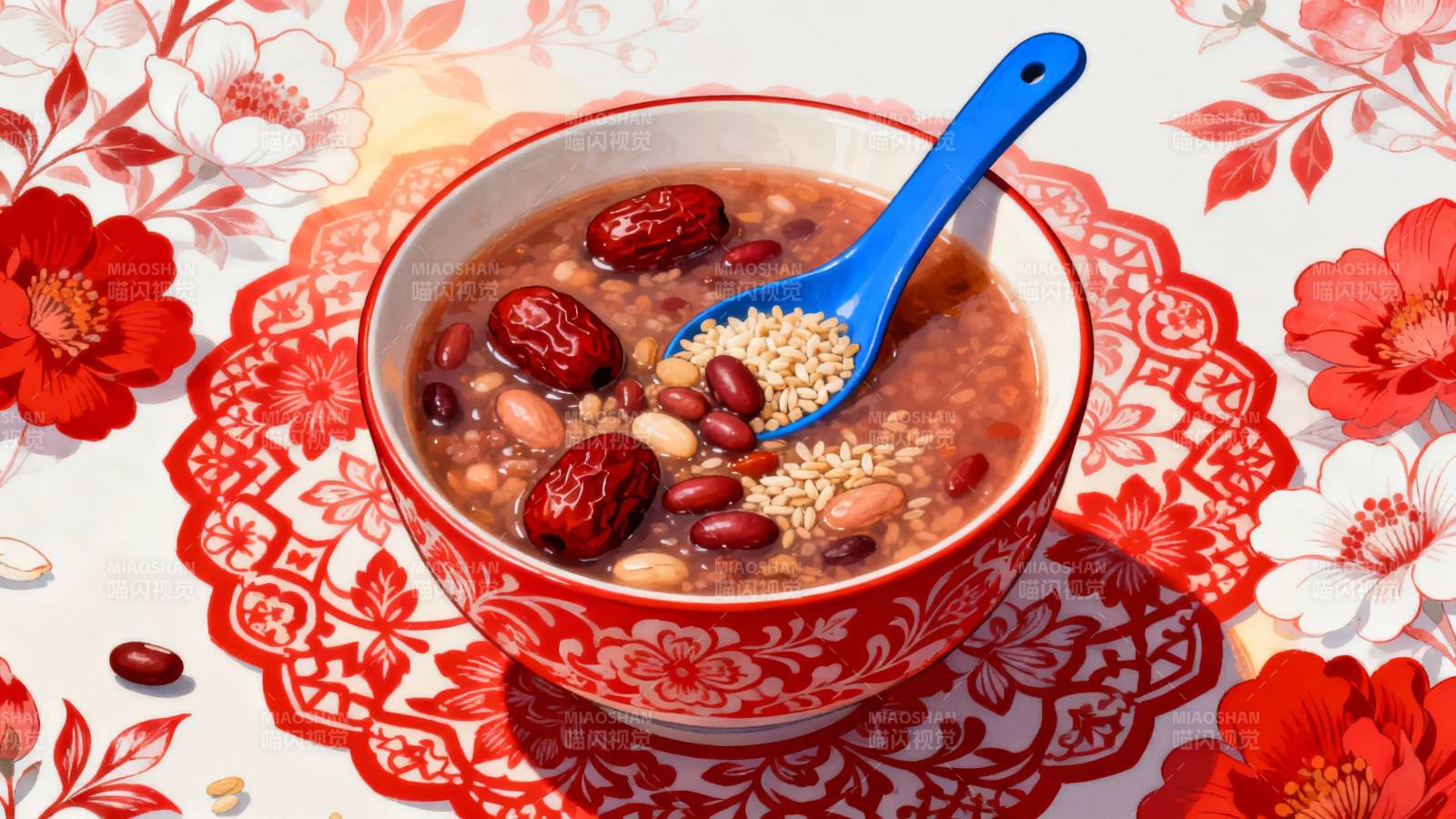 八宝粥配红花图片
