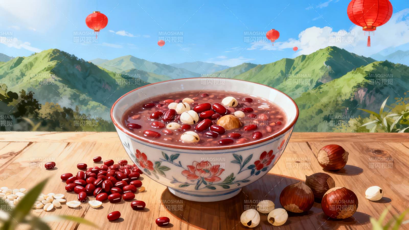 红豆汤配坚果图片