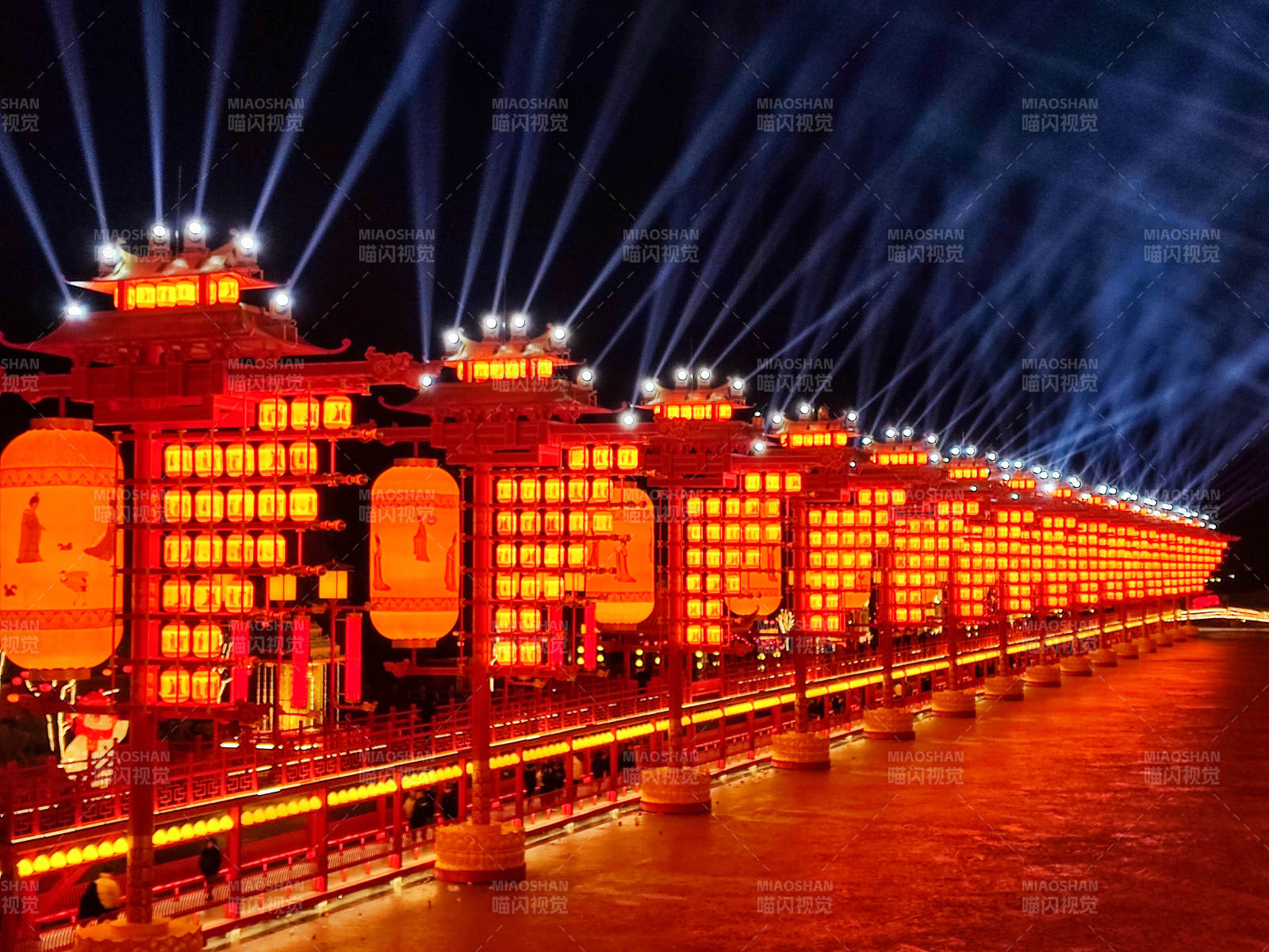 唐山河头老街灯火辉煌夜景长廊图片