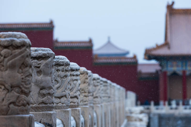 雪中故宫石栏图片