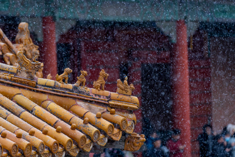 雪落古殿檐角 故宫图片