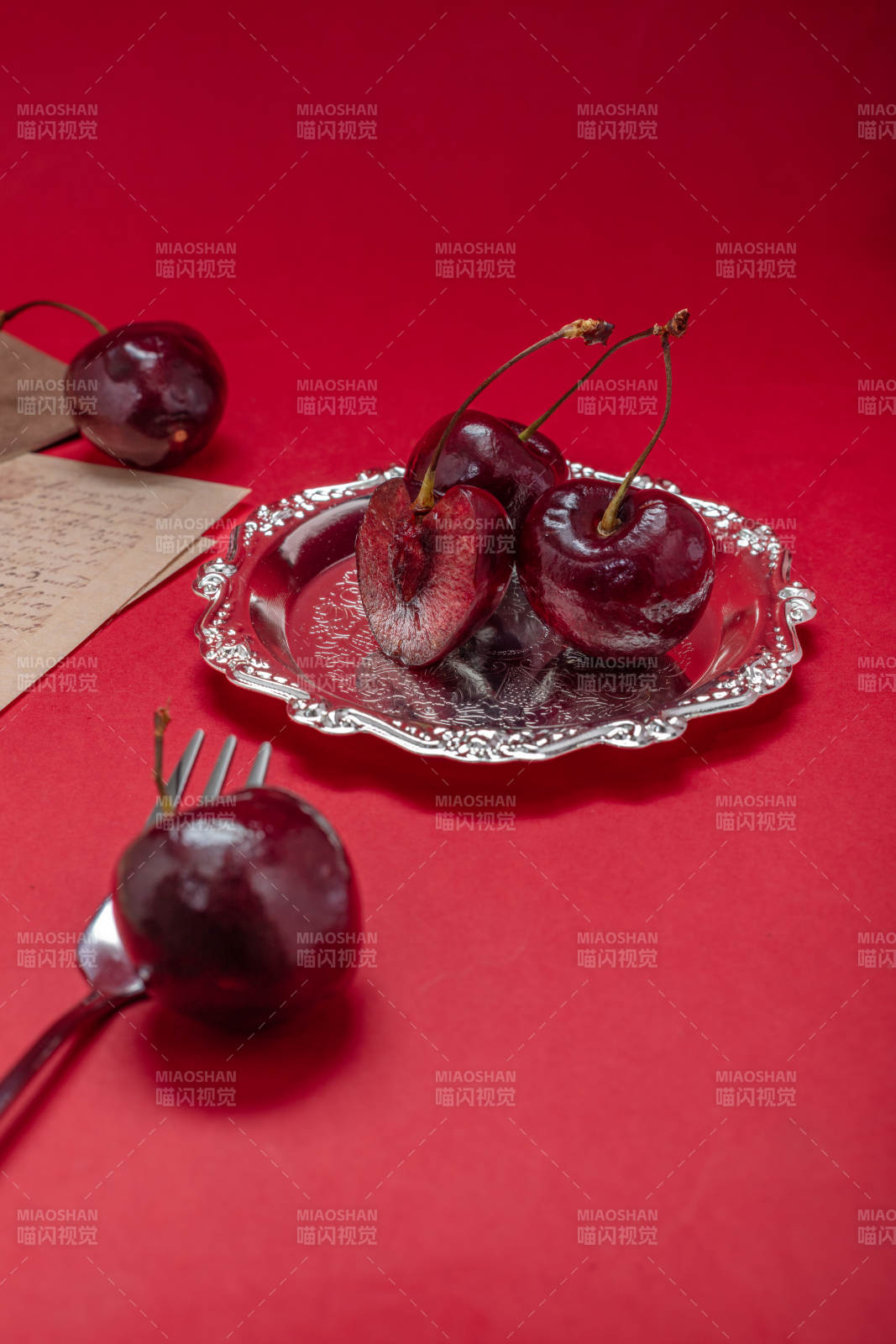 红樱桃静物图图片