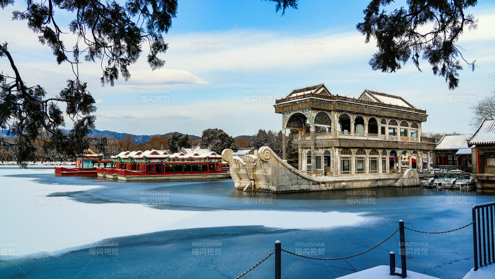 颐和园石舫静景图片