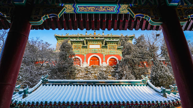 颐和园雪中福海美景图片