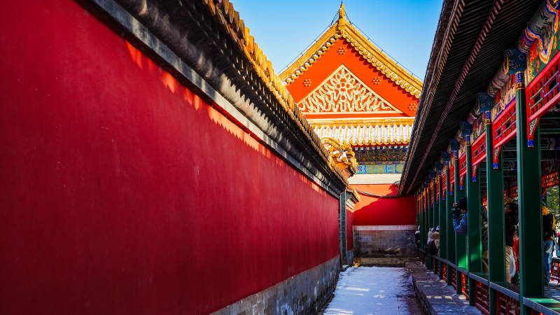 颐和园红墙金瓦图片