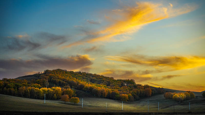 乌兰布统秋山夕照图片
