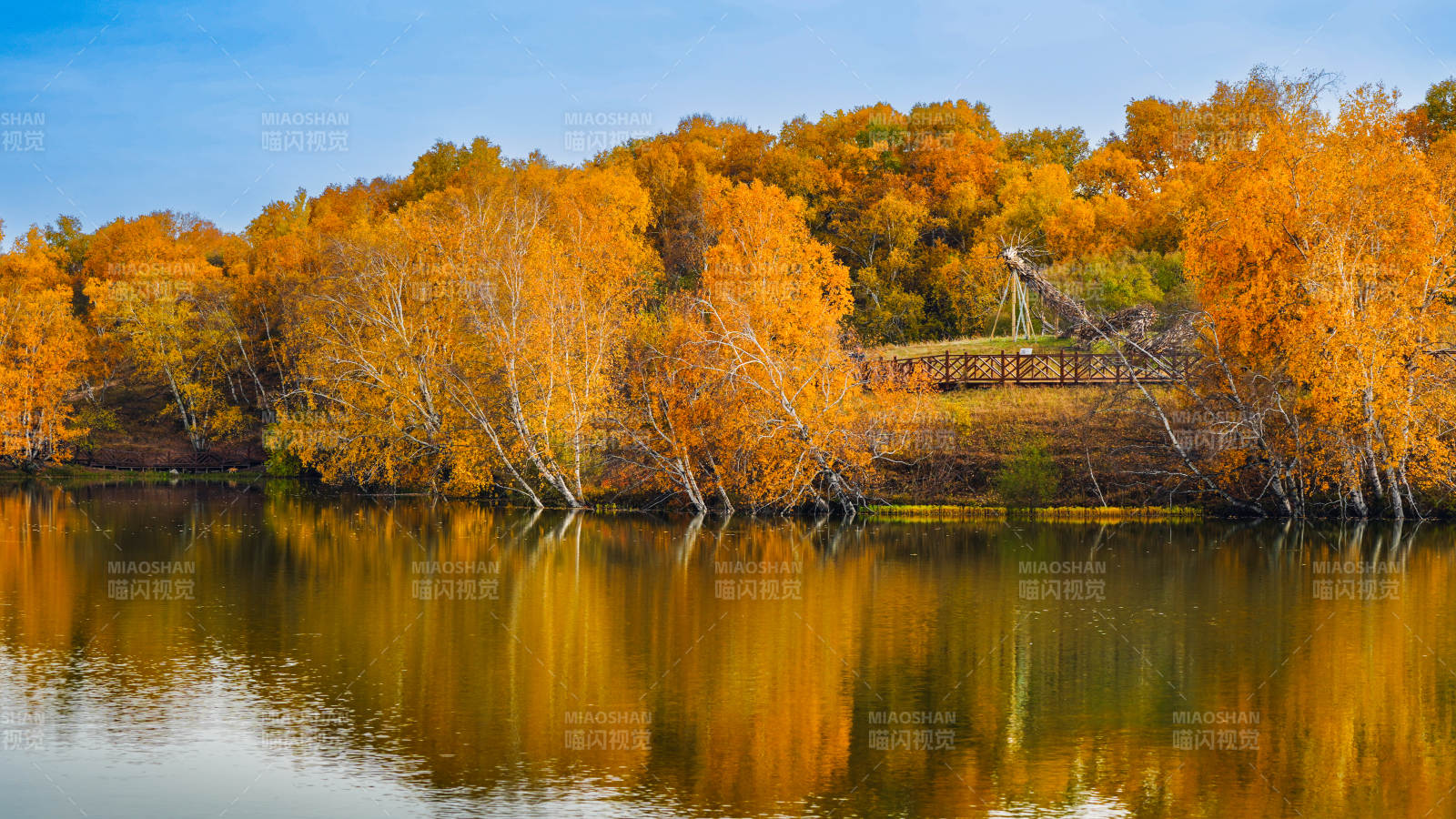 乌兰布统公主湖秋天倒影图片