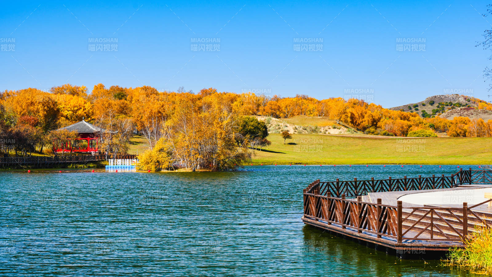 乌兰布统公主湖秋天美景图片