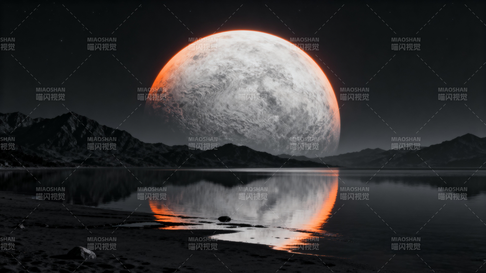 月升湖畔背景图图片