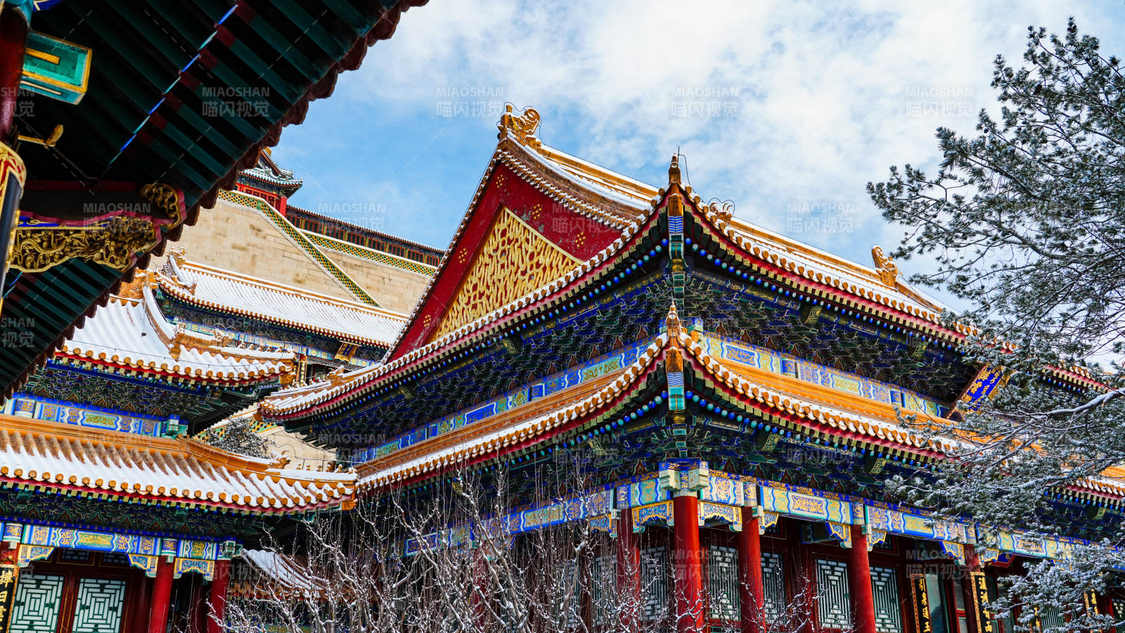 颐和园古建筑群雪景图片