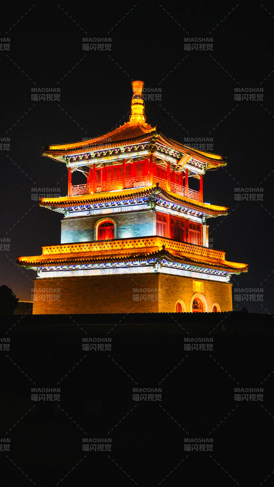 廊坊霸州胜芳古镇夜色中的古塔图片