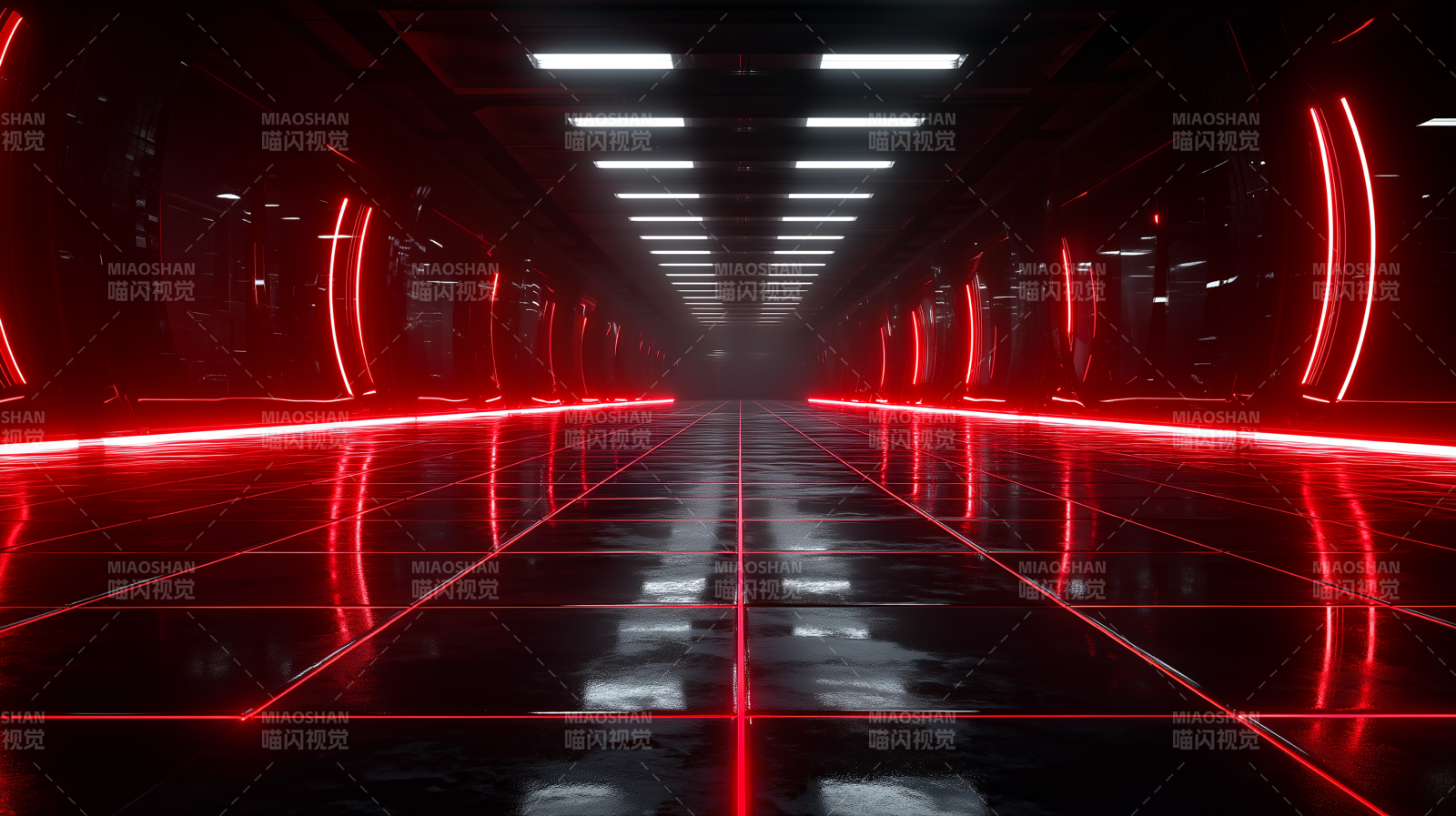 红色霓虹隧道图片